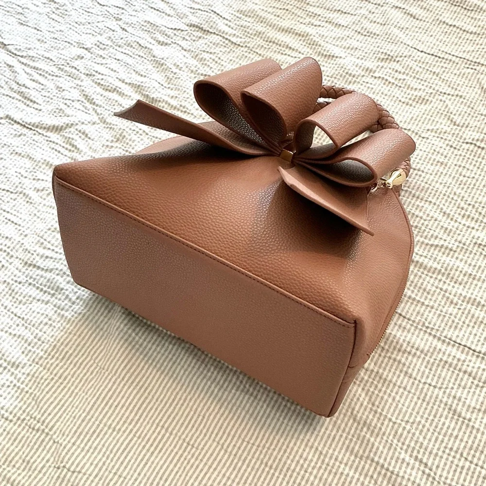 BEA BRAIDED BOW VEGAN TOP HANDLE HANDBAG - Picture 11 of 11